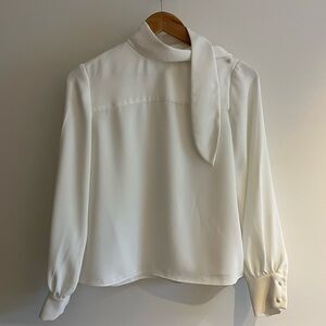Aritzia Long-Sleeve Tie-Neck Blouse
